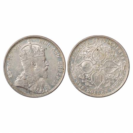 Straits Settlements, Edward VII, Silver Dollar, 1904, 26.97g. Obv: Portrait bust of King E