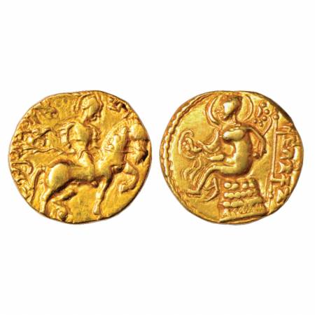 Gupta Empire, Chandra Gupta II (375-415 AD), Gold Dinar of 'Horseman' type, Altekar Class 