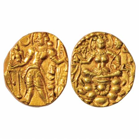 Gupta Empire, Chandra Gupta II (375-415 AD), Gold Dinar of 'Archer' type, Altekar Class II