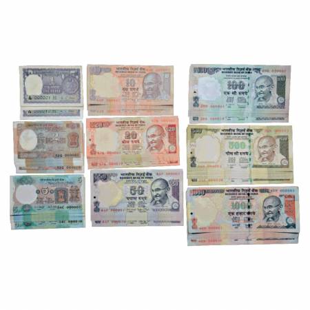 Republic of India, set of 90 Different Fancy Number Notes, all notes have Serial Nos.: 000