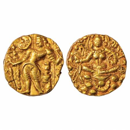 Gupta Empire, Chandra Gupta II (375-415 AD), Gold Dinar of 'Archer' type, Altekar Class II
