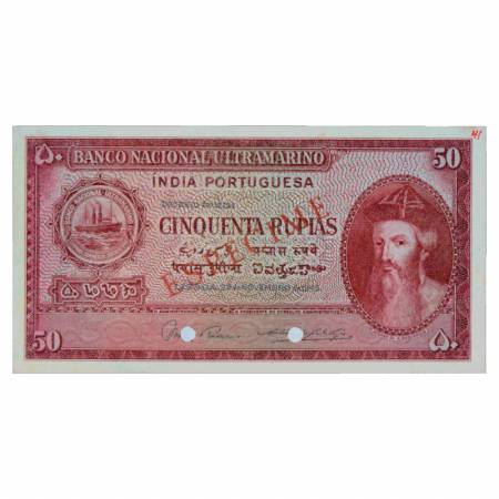 Indo-Portuguese Territories, 50 Rupias, 'ESPECIME' (Specimen) overprint in Red, 6th Issue,