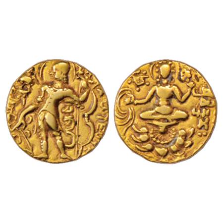 Gupta Empire, Chandra Gupta II (375-415 AD), Gold Dinar of 'Archer' type, Altekar Class II