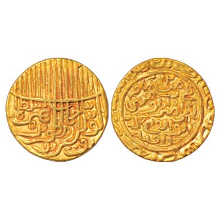 Sultans of Jaunpur, Shams al-Din Ibrahim Shah (1402-1440 AD), Gold Tanka, AH 826. Obv: Tug