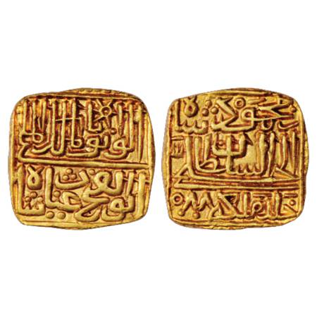 Sultans of Malwa, Ghiyath Shah (1469-1500 AD), Gold Tanka, AH 880, 11.04g. Obv: Arabic leg