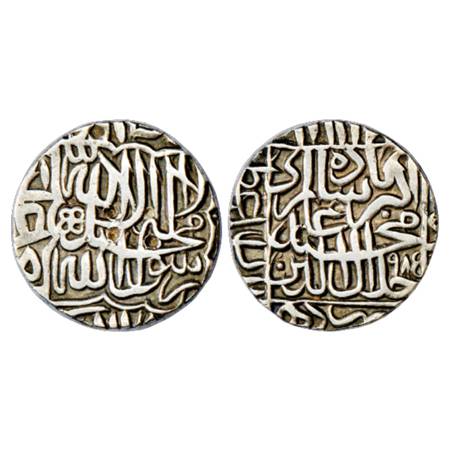 Akbar (1556-1605 AD), Silver Rupee, Delhi Mint, AH 985, KM 80.7. Very Fine, Very Scarce.