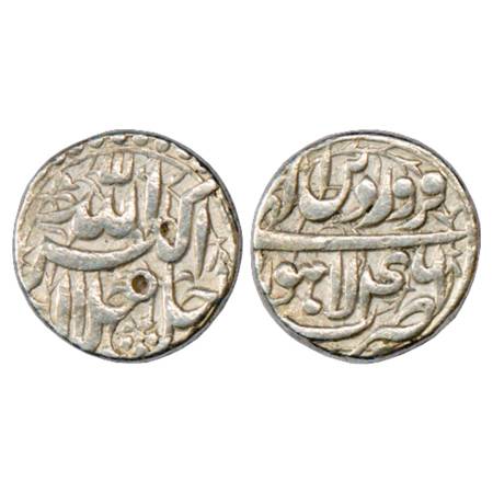 Akbar (1556-1605 AD), Silver Rupee, Lahore Mint, Farwardin 46, KM 93.11. Very Fine, Very S