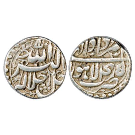Akbar (1556-1605 AD), Silver Rupee, Lahore Mint, Amardad 45, KM 93.11. Very Fine, Very Sca