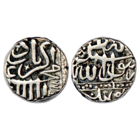 Akbar (1556-1605 AD), Kingdom of Bangala, Silver ½ Rupee, Mulher Mint, AH 988, KM 72.1. Ve