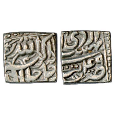 Akbar (1556-1605 AD), Silver Square Rupee, Tatta Mint, Ardibihist 49, KM 88.7. Very Fine, 