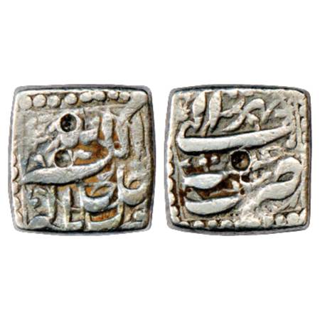 Akbar (1556-1605 AD), Silver Square Rupee, Tatta Mint, Mihr 40, KM 88.7. Very Fine, Scarce