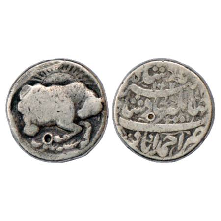 Jahangir (1605-1627 AD), Silver Zodiacal Rupee, 'Taurus' sign, Ahmadabad Mint, AH 1027/RY 