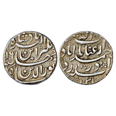 Jahangir (1605-1627 AD), Silver Rupee, Ahmadabad Mint, 'Inayat' Couplet, AH 1031/RY 16, KM