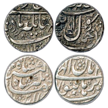 Jahangir (1605-1627 AD), Silver Rupee (2), Ahmadnagar Mint, AH 10xx and Burhanpur Mint, Ab