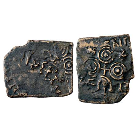 Obv: Legs of elephant counterstruck on 'Ujjain' symbol can be made out; Overtype: …ri Sada