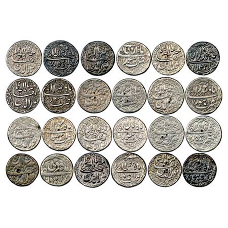 Jahangir (1605-1627 AD), Silver Rupee (12), Lahore Mint, Complete set of 12 different mont
