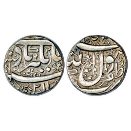 Jahangir (1605-1627 AD), Silver Rupee, Zafarnagar Mint, KM 141.7. Decorative fields. Very 