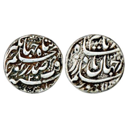 Jahangir with the name of Noor Jahan, Silver Rupee, Lahore Mint, AH 1037/RY 20, KM 168.4. 