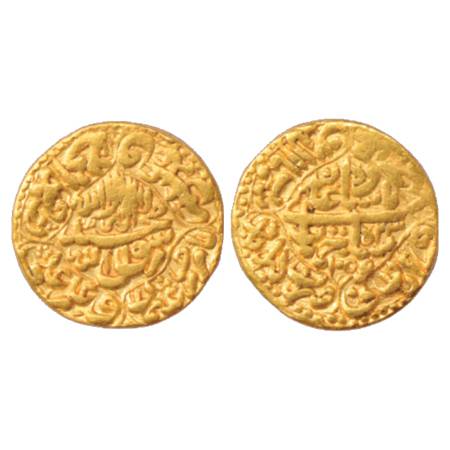 Shah Jahan (1628-1658 AD), Gold Mohur, 10.73g. Akbarabad Mint, AH 1055/RY 23. Obv: Kalima 