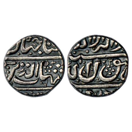 Shah Jahan (1628-1658 AD), Silver Rupee, Golkunda Mint, ND, both side crude calligraphy, K
