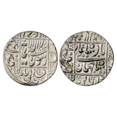 Shah Jahan (1628-1658 AD), Silver Rupee, Junagadh Mint in left quadrant, AH x059, KM 235.1