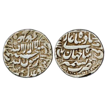 Shah Jahan (1628-1653 AD), Silver Rupee, Kashmir Mint in bottom quadrant, AH 106x, KM 235.