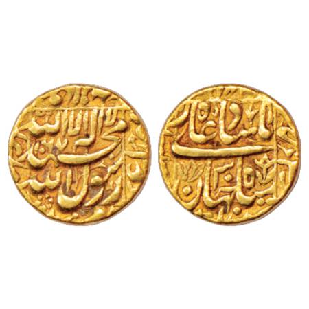 Shah Jahan (1628-1658 AD), Gold Mohur, 10.90g. Multan (partly visible) Mint, AH 1067/RY 30