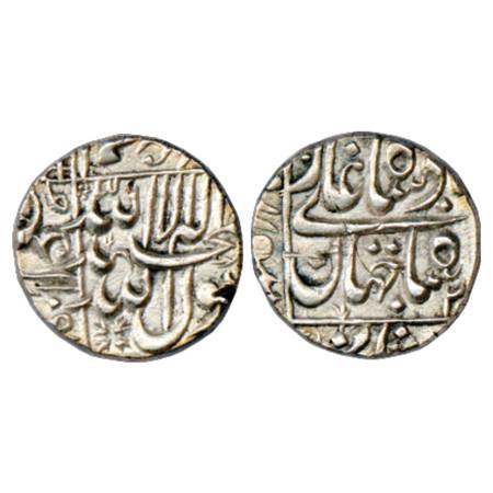 Shah Jahan (1628-1658 AD), Silver ½ Rupee, Surat Mint in left quadrant, AH 105x/RY 2x, KM 
