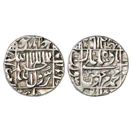 Murad Bakhsh (1658 AD), Silver Rupee, Surat Mint in left quadrant, AH 1068/RY Ahd, KM 272.