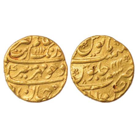 Aurangzeb (1658-1707 AD), Gold Mohur, 10.75g. Ahsanabad Mint, AH 1112/RY 44 (date unlisted