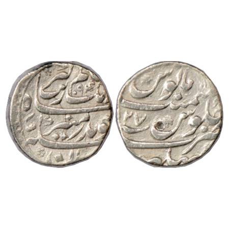 Aurangzeb (1658-1707 AD), Silver Rupee, Bhakkar Mint, AH 1094/RY 27, KM 300.20. Very Fine,