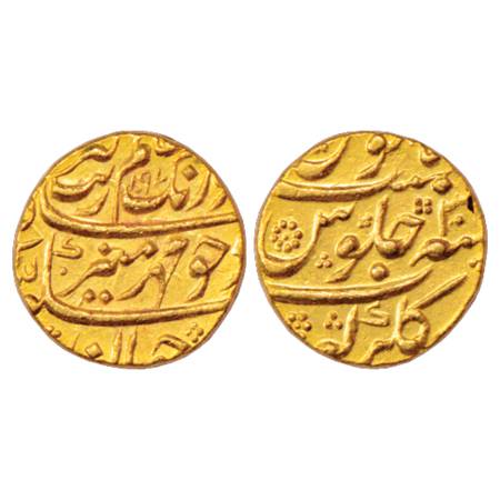 Aurangzeb (1658-1707 AD), Gold Mohur, 10.96g. Gulbarga Mint, AH 1097/RY 30, KM 315.19. Lus