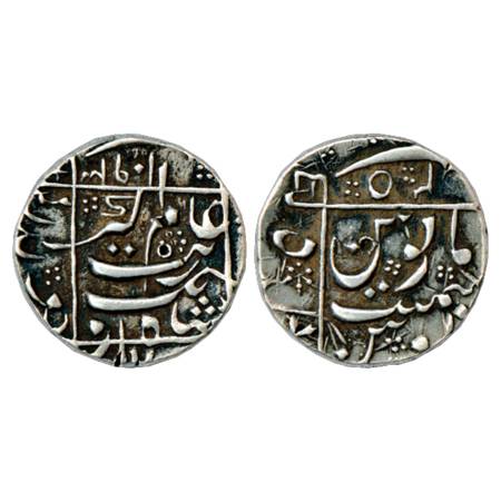 Aurangzeb (1658-1707 AD), Silver Rupee, Junagadh Mint, AH 1093/RY 25, KM 301.2. Very Fine+