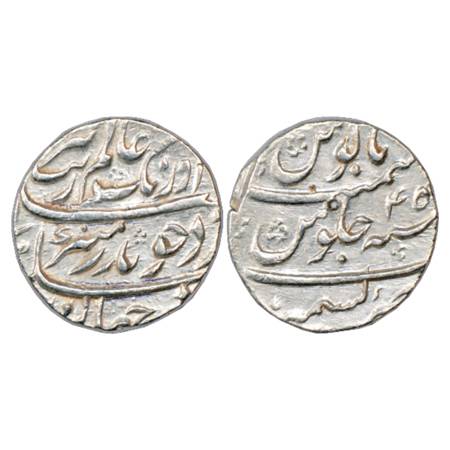Aurangzeb (1658-1707 AD), Silver Rupee, Kashmir Mint, RY 45, KM 300.48. Very Fine+, Rare.