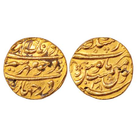 Aurangzeb (1658-1707 AD), Gold Mohur, 10.94g. Dar us-Sultanat Lahore Mint, AH 1106/RY 38, 