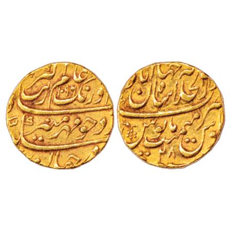 Aurangzeb (1658-1707 AD), Gold Mohur, 10.88g. Dar ul-Khilafat Shahjahanabad Mint, AH 1096/