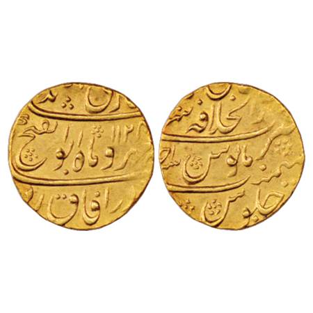Jahandar Shah (1712-1713 AD), Gold Mohur, 10.88g. Dar ul-Khilafat Shahjahanabad Mint, 'Abu