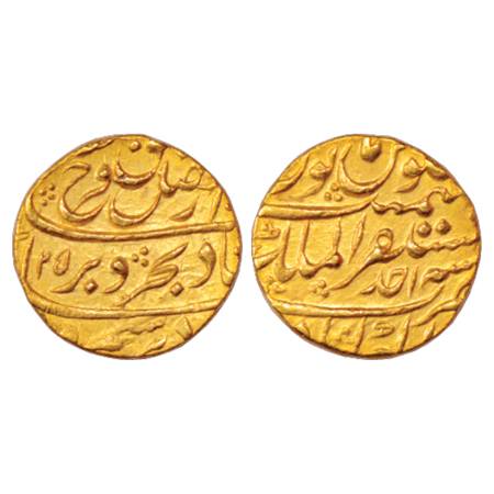 Farrukhsiyar (1713-1719 AD), Gold Mohur, 10.93g. Mustaqir ul-Mulk Akbarabad Mint, AH xx25/