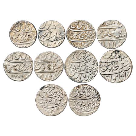 Farrukhsiyar (1713-1719 AD), Silver Rupee (5), 1x Azimabad Mint, AH 1125/RY 2, 1x Allahaba