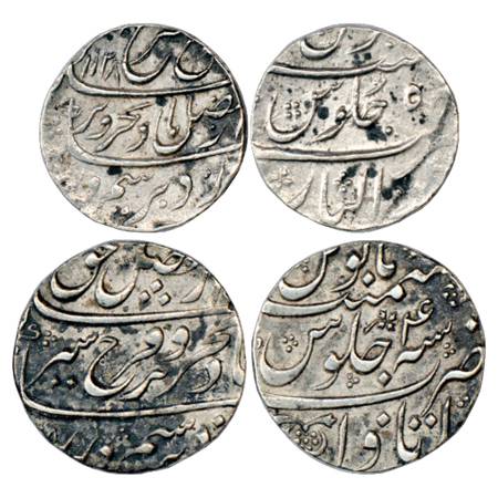Farrukhsiyar (1713-1719 AD), Silver Rupee (2), Gwalior Mint, AH 1128/RY 5, KM 377.30 and I