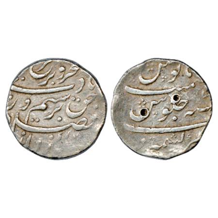 Farrukhsiyar (1713-1719 AD), Silver Rupee, Kashmir Mint, RY 7, KM 377.68. Some area flatne