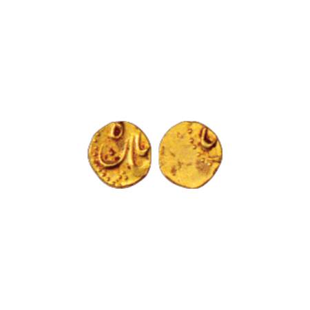 Shah Jahan II (1719 AD), Gold ½ Fanam, 0.19g. Karpa Mint (off center). Very Fine, Rare.