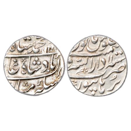 Muhammad Shah (1719-1748 AD), Silver Rupee, Dar us-Sarur Burhanpur Mint, AH 1141/RY 11, KM