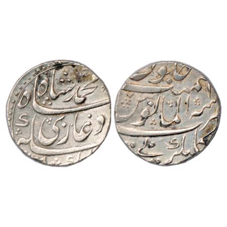 Muhammad Shah (1719-1748 AD), Silver Rupee, Kankurti (fully visible) Mint, RY 1x, KM 436.3