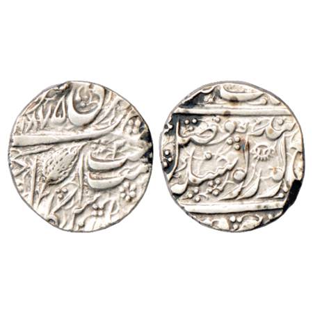Sikh Empire , Ranjit Singh, Silver Rupee, Amritsar Mint, 'Nanak Shahi' couplet, VS 1875/RY