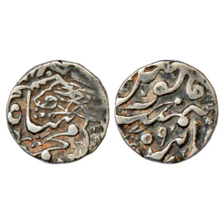 Sindh, British occupation, Silver Rupee, Bhakkar Mint, AH (12)59. Obv: Hare. Rev: British 