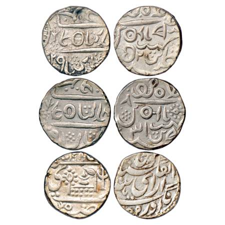 Bikanir , Silver Rupee (3), 1x Surat Singh, AH x229/RY 52, 1x Ratan Singh, AH xx29/RY 31 a