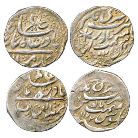 Garhwal , Silver Timasha (2), Srinagar Mint, 1x Pradip Shah, RY 12, KM C10 and Lallat Shah