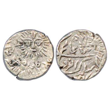 Indore , Tukoji Rao III (1903-1926 AD), Silver ½ Rupee, 'Big Sun' type, in the name of Sha