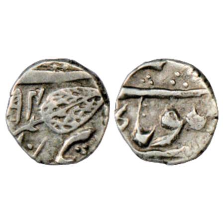 Kashmir , Gulab Singh (1846-1856 AD), Silver ⅛ Rupee, 1.33g. Srinagar Mint, VS x904 (leaf 